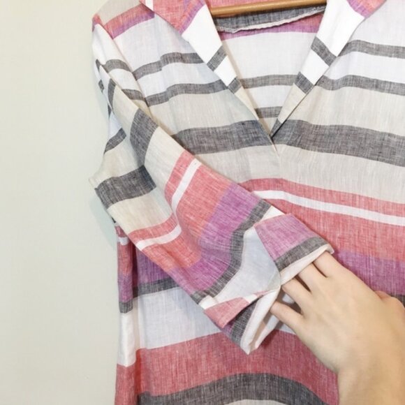 Brooks Brothers 346 100% Linen Striped Tunic sz14 - Picture 10 of 12